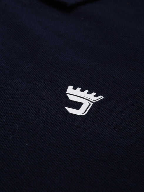 Navy Blue Solid Polo T-Shirt